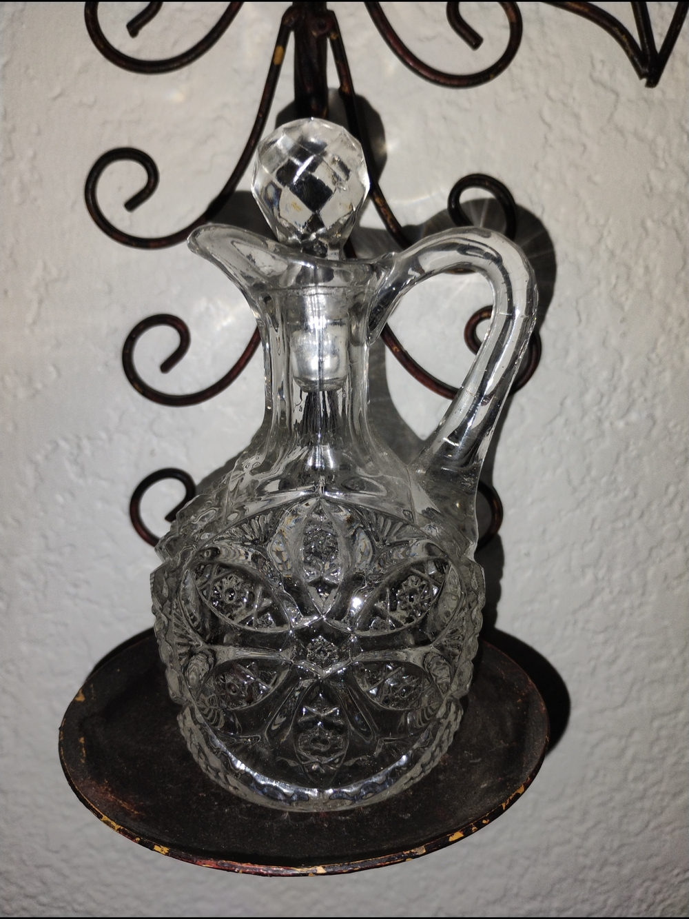 Pressed Glass Cruet Decanter with Stopper - Clear